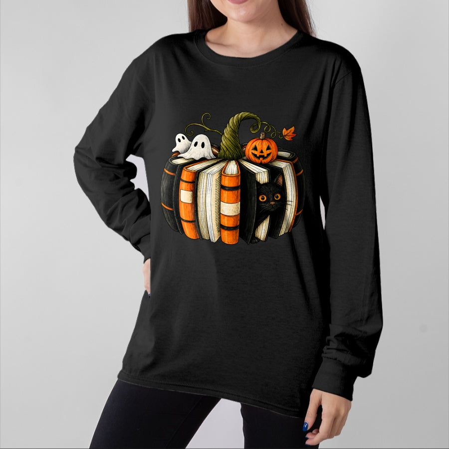 Best Teacher Shirt, Funny Teacher UnisexT-Shirt/Hoodie/Sweatshirt HLT00 - Halloween Reading Pumpkin Book Cat Ghost Librarian Teacher T-Shirt