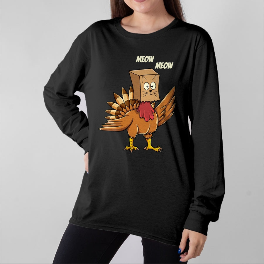 Best Thanksgiving Family Shirt , Funny Thanksgiving UnisexT-Shirt/Hoodie/Sweatshirt HLT00 - Thanksgiving Turkey Cat Meow Funny Men Women Thanksgiving T-Shirt