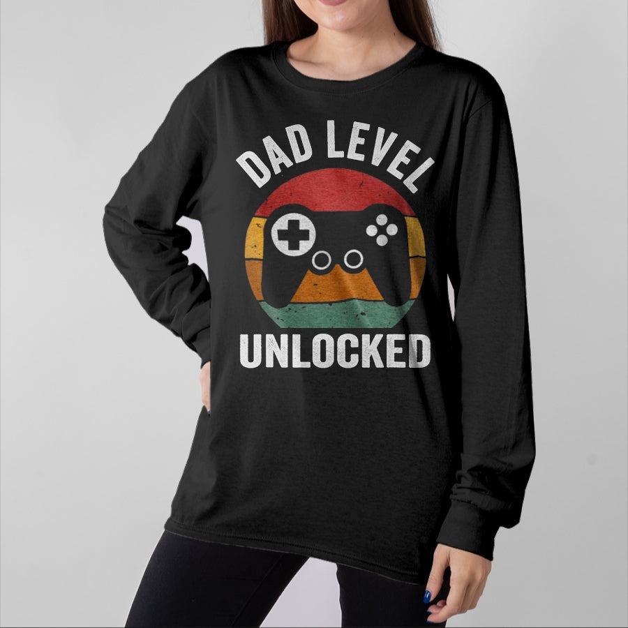 Gift for Dad Shirt, Funny Dad Unisex T-Shirt/Hoodie/Sweatshirt HLT00 – Funny New Dad Dad Level Unlocked day Gaming T-Shirt