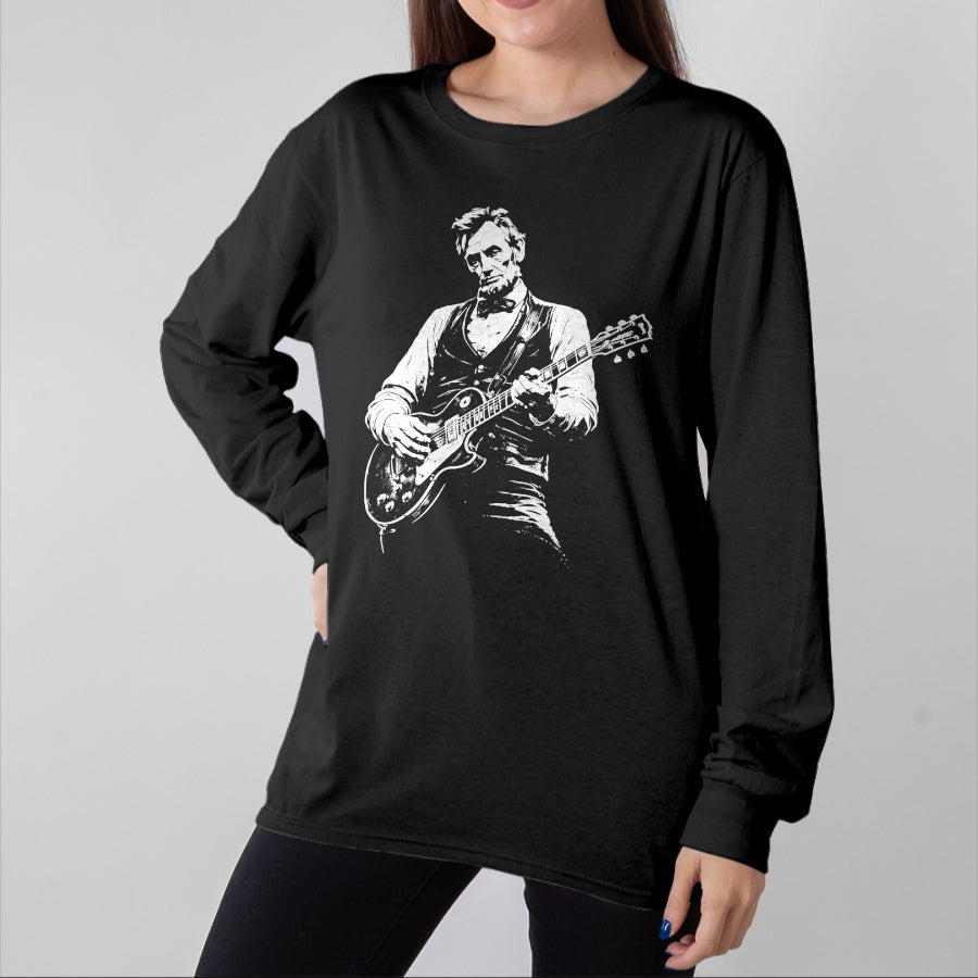 Guitar Lover Shirt, Funny Guitar UnisexT-Shirt/Hoodie/Sweatshirt HLT00 - Retro Vintage Abraham Lincoln Abe Lincoln Playing Guitar Men T-Shirt