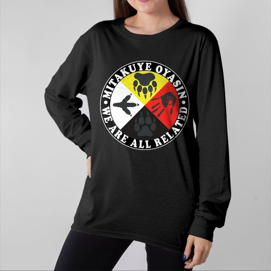 Native American T-Shirts, Vintage Native American Unisex T-Shirt/Hoodie/Sweatshirt HLT00 - Native American Medicine Wheel Mitakuye Oyasin