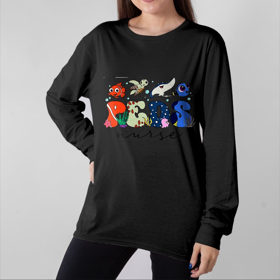 Funny Nurse Shirt, Nurse Unisex T-Shirt/Hoodie/Sweatshirt HLT00 - PICU Finding Pediatric Feds Nurse Lover Ocean Animal T-Shirt