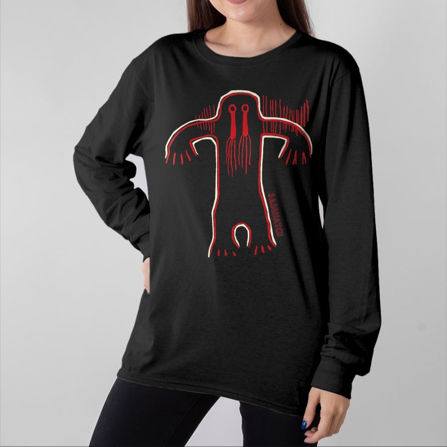 Native American T-Shirts, Vintage Native American Unisex T-Shirt/Hoodie/Sweatshirt HLT00 - Native American Bigfoot -Sasquatch Petroglyph Cave Art