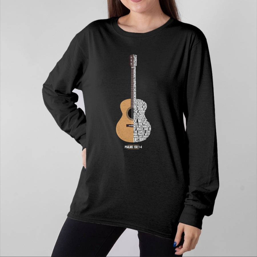 Guitar Lover Shirt, Funny Guitar UnisexT-Shirt/Hoodie/Sweatshirt HLT00 - Praise Him with The Strings Psalm 150 Acoustic Guitar Player T-Shirt