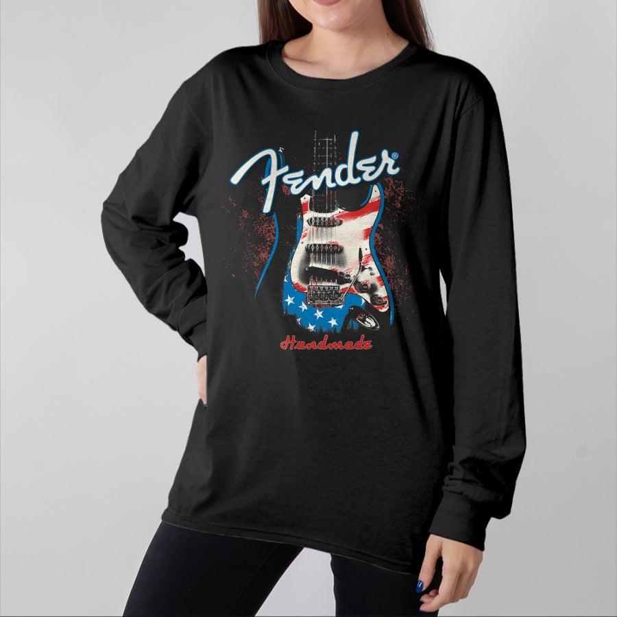 Guitar Lover Shirt, Funny Guitar UnisexT-Shirt/Hoodie/Sweatshirt HLT00 - Fender Handmade Guitars 4th of July American Flag T-Shirt