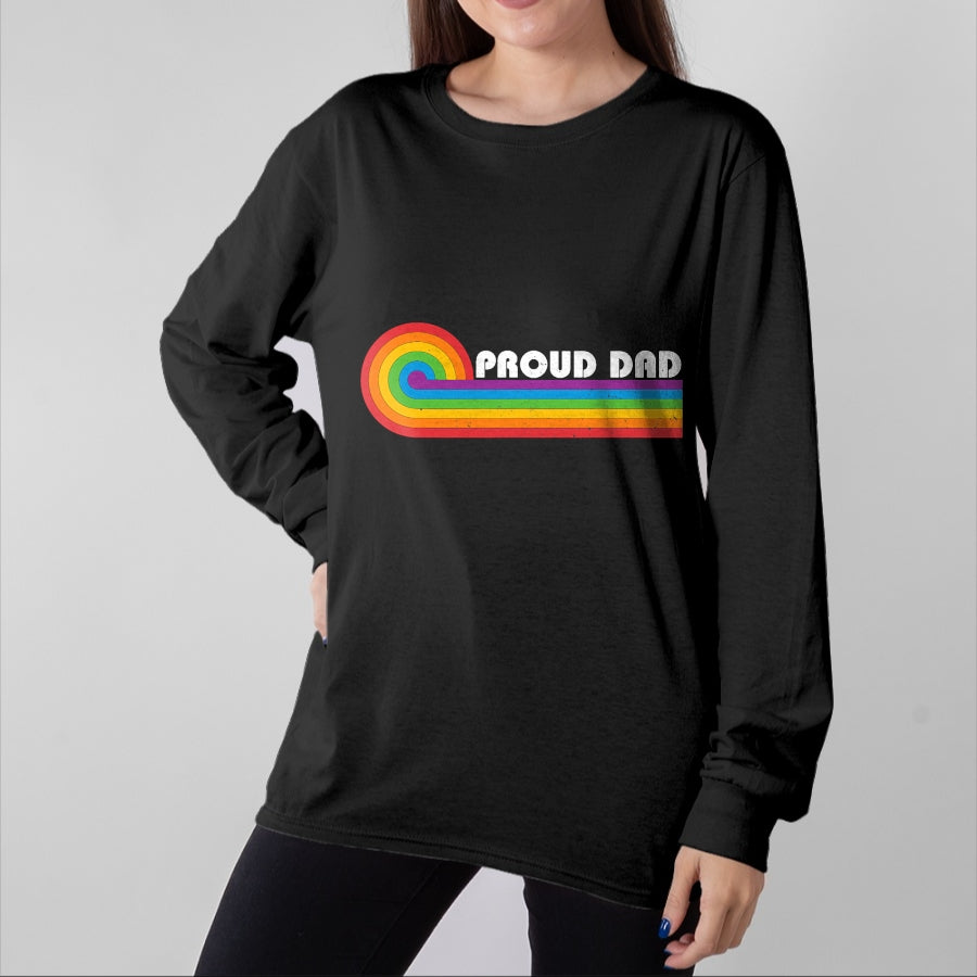 Gift for Dad Shirt, Funny Dad Unisex T-Shirt/Hoodie/Sweatshirt HLT00 – Proud Dad Gay Pride LGBT Flag Vintage Parent Father_s Day T-Shirt