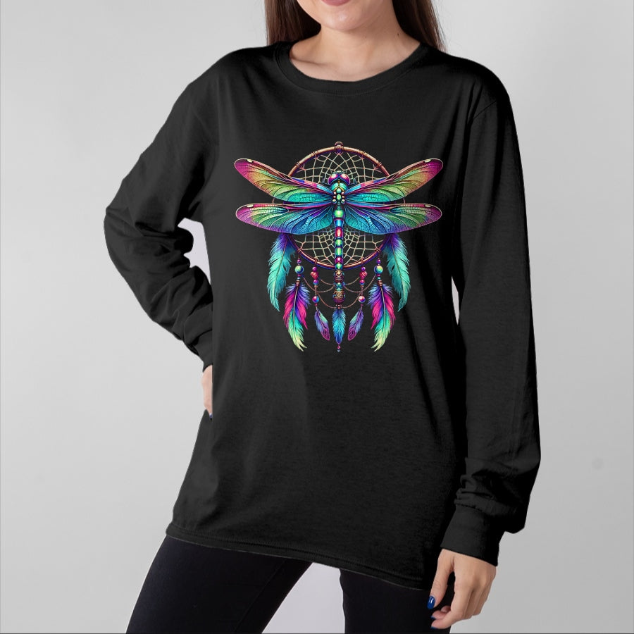 Native American T-Shirts, Vintage Native American Unisex T-Shirt/Hoodie/Sweatshirt HLT00 - Dragonfly Dream Catcher - Native American Dreamcatcher