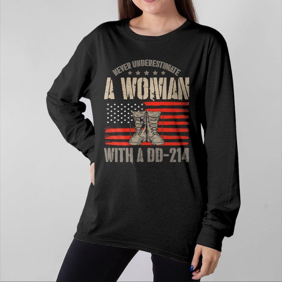 Proud Veteran Shirt, Funny Veteran UnisexT-Shirt/Hoodie/Sweatshirt HLT00 - Veteran_s Day A Woman with A Dd-214 Female Veteran T-Shirt