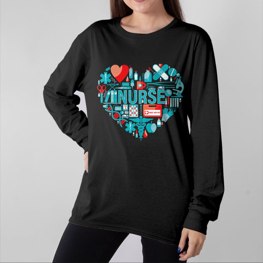 Funny Nurse Shirt, Nurse Unisex T-Shirt/Hoodie/Sweatshirt HLT00 - Nurse Love Nursing Student RN Nurse heart CNA women men gift T-Shirt