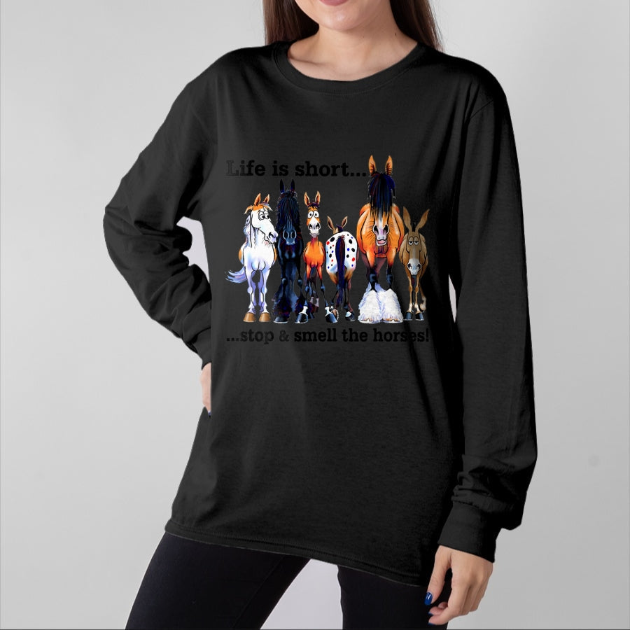Best Horse Lover Shirt , Funny Horse UnisexT-Shirt/Hoodie/Sweatshirt HLT00 - Life is Short Stop and Smell The Horses T Shirts for Men Women Horse Lover Tees