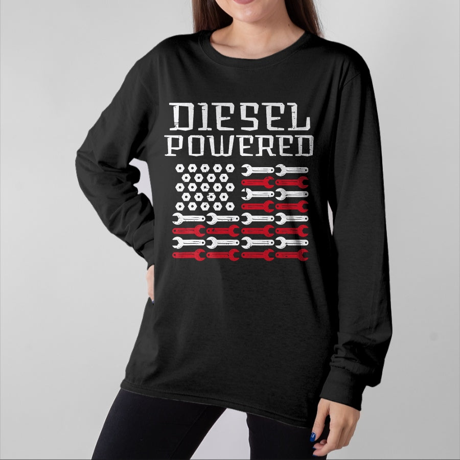 Best Mechanic Life Shirt, Funny Mechanic UnisexT-Shirt/Hoodie/Sweatshirt HLT00 - Diesel Powered US Flag Auto Mechanic Patriot Men Women Kids T-Shirt