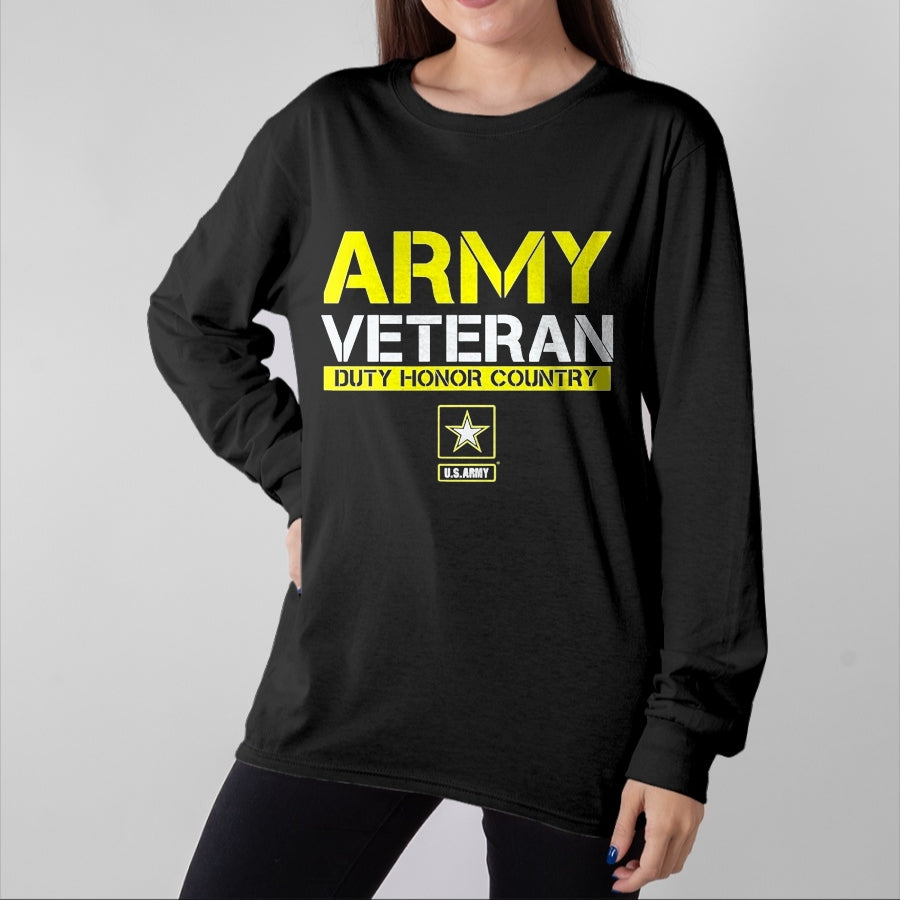 Proud Veteran Shirt, Funny Veteran UnisexT-Shirt/Hoodie/Sweatshirt HLT00 - US Army Veteran Duty Honor Land T-Shirt, Men, Black, 3X-Large