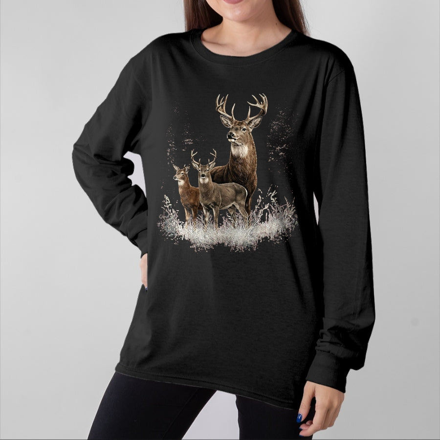 Funny Hunting Shirt, Gift For Hunting Lover Unisex T-Shirt/Hoodie/Sweatshirt HLT00 - Deer Forest Nature Lover Vintage Deer Hunting Hunter T-Shirt, Men, Black, 3X-Large