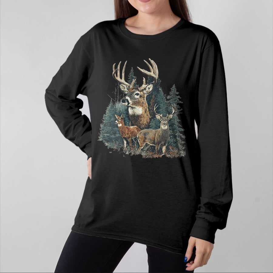 Funny Hunting Shirt, Gift For Hunting Lover Unisex T-Shirt/Hoodie/Sweatshirt HLT00 - Vintage Deer 90s Graphic Style Hunter Deer Faded Nature T-Shirt