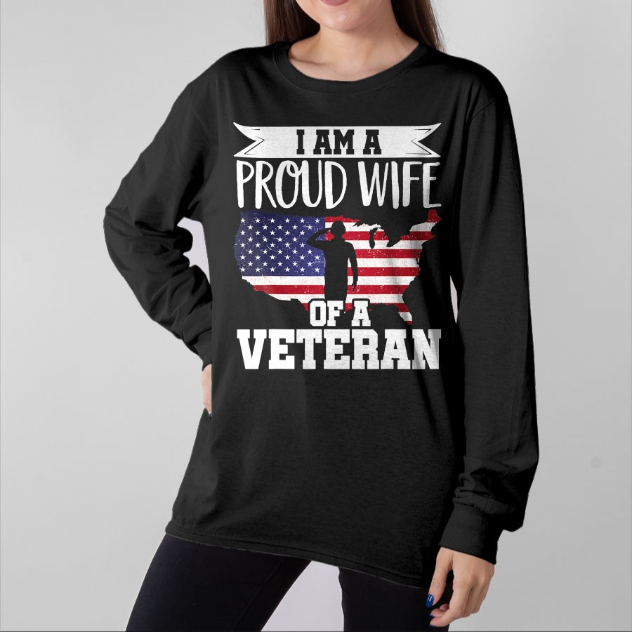 Best Wife Shirt, Wife and Husband Unisex T-Shirt/Hoodie/Sweatshirt HLT00 - Gift for wife T shirt, lucky wife Proud Wife Of Veteran Nothing Scares Patriotic Veterans Day T-Sh
