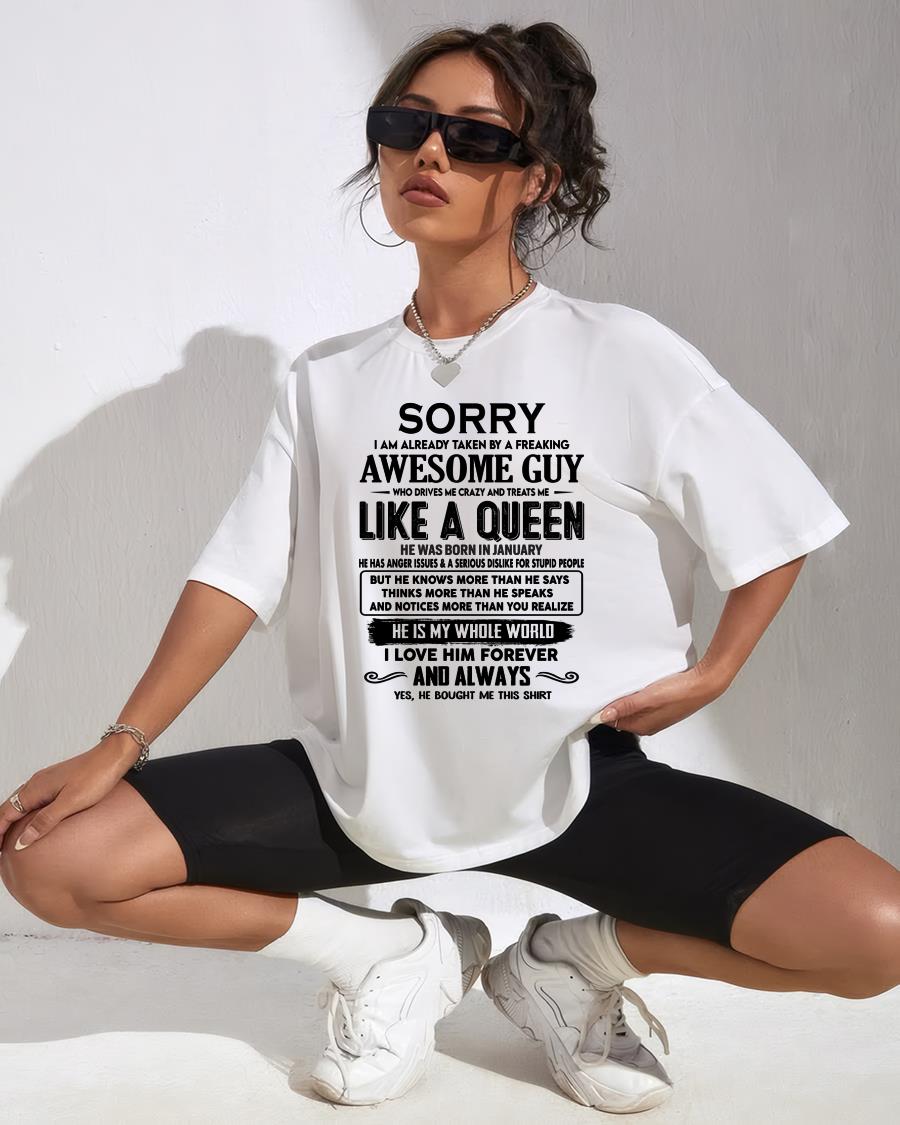 January - Sorry I am already taken by a freaking awesome guy - Gift for Wife From Husband - NGHL01 (SKU-SRG-01)