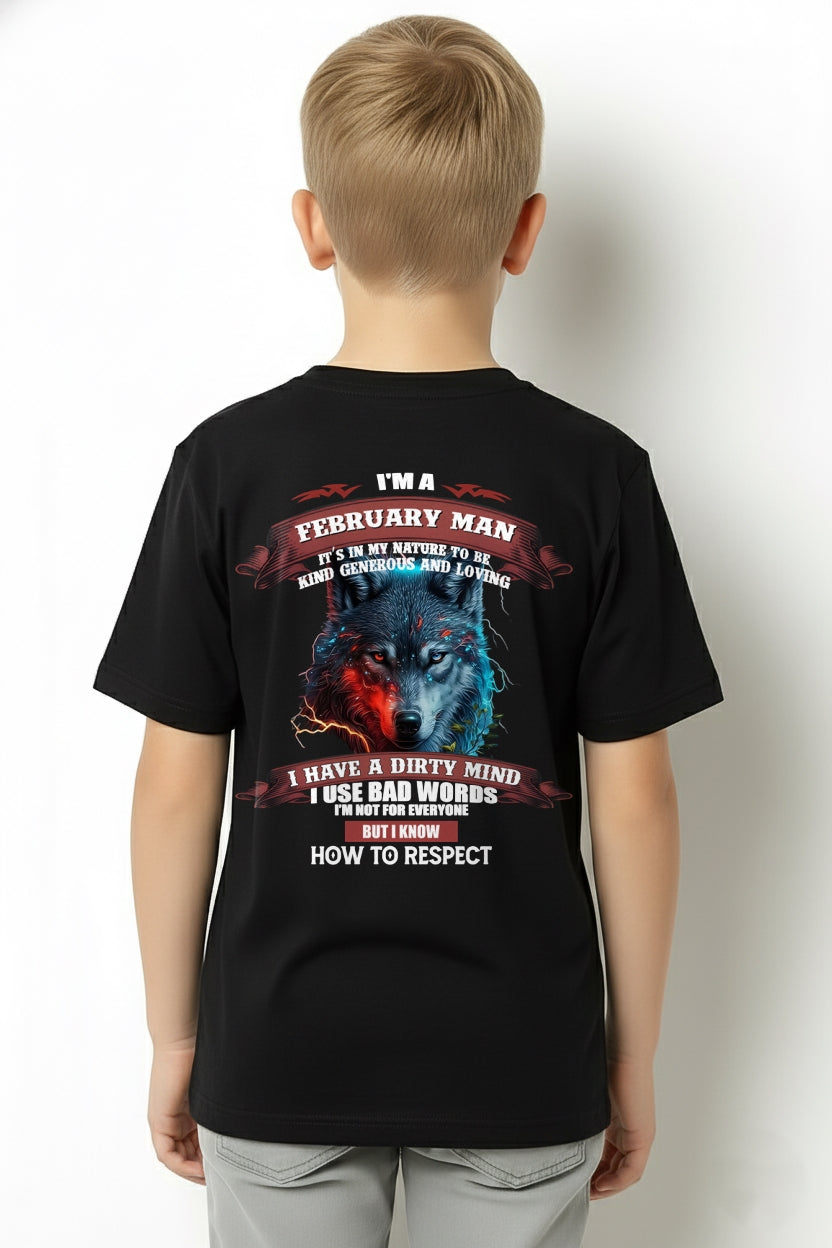 FEBRUARY - KNOW HOW TO RESPECT - BIRTHDAY T-SHIRT FOR MEN - ccdi02 / male (SKU12-162-02)