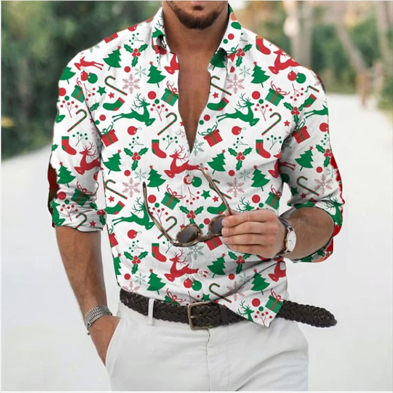 Hawaiian Shirt – Christmas Snowman Print, Funny Holiday Long Sleeve for Men & Women