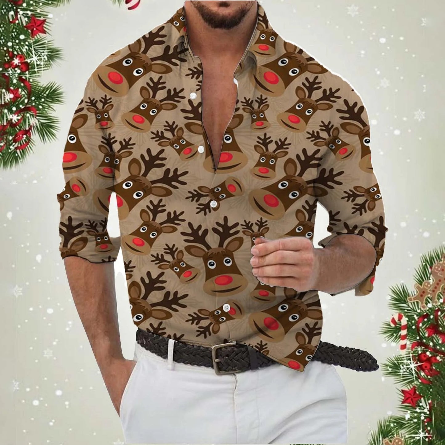 Hawaiian Shirt – Christmas Snowman Print, Funny Holiday Long Sleeve for Men & Women