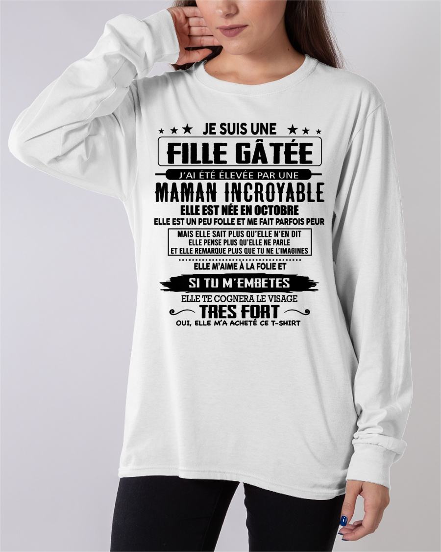 OCTOBRE - T-SHIRT JE SUIS UNE FILLE CHANCEUSE – CADEAU TOUCHANT DE MAMAN INCROYABLE - fr10 / ccdi10 (SKU26T-0190-10)