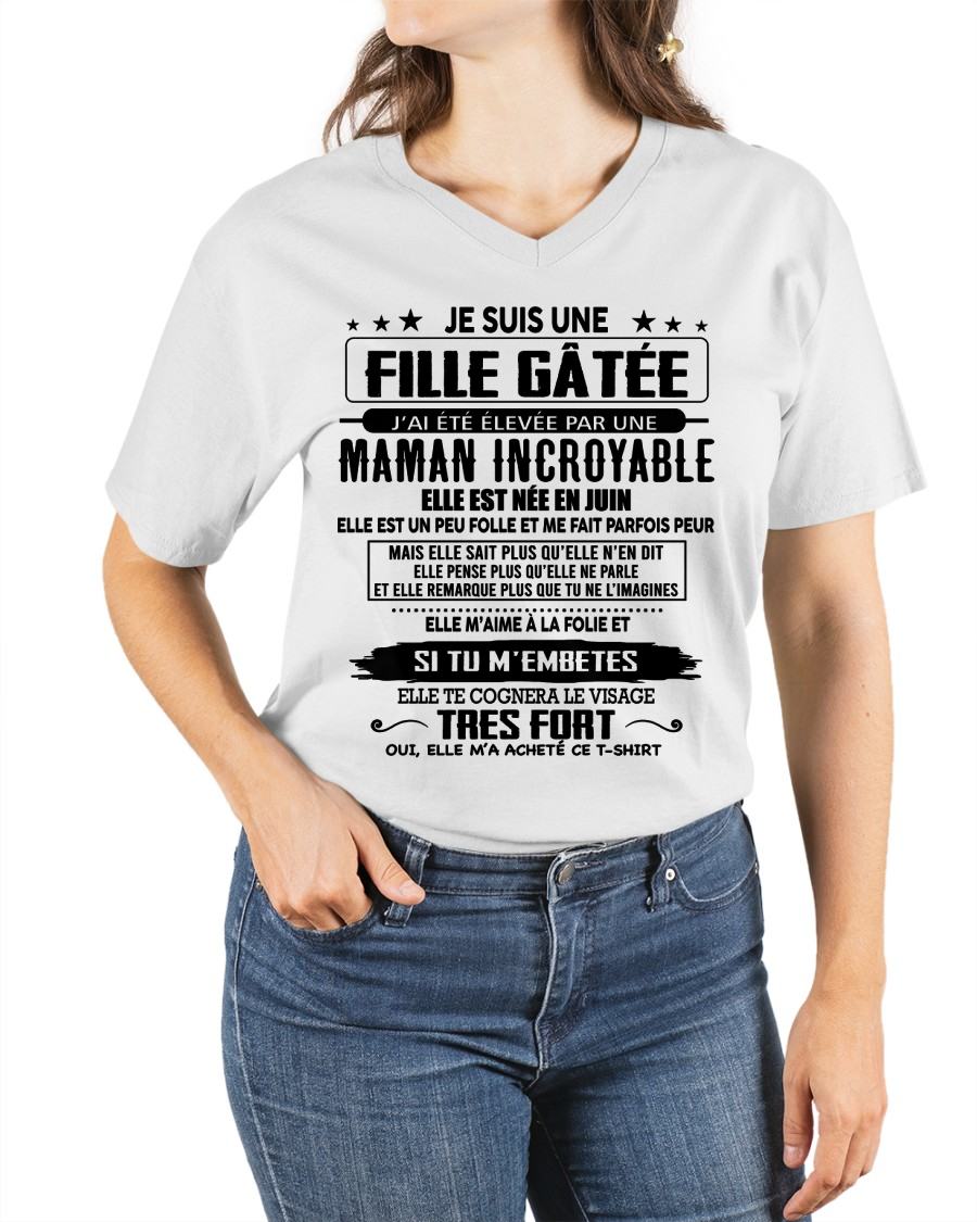 JUIN - T-SHIRT JE SUIS UNE FILLE CHANCEUSE – CADEAU TOUCHANT DE MAMAN INCROYABLE - fr06 / ccdi06 (SKU26T-0190-06)