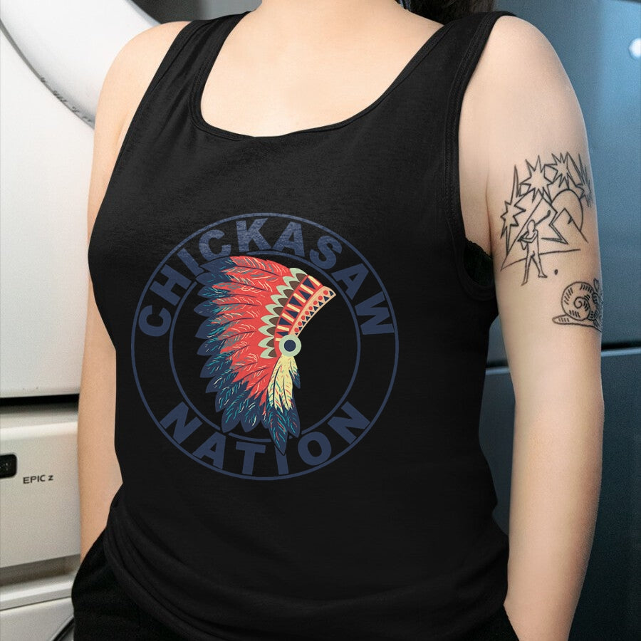 Native American T-Shirts, Vintage Native American Unisex T-Shirt/Hoodie/Sweatshirt HLT00 - American Flag - Chickasaw Nation Headdress Native American Chickasaw Tribe T-Shirt