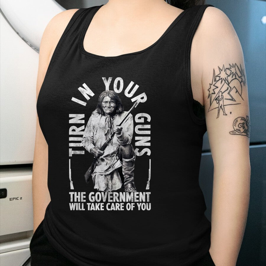 Native American T-Shirts, Vintage Native American Unisex T-Shirt/Hoodie/Sweatshirt HLT00 - Native America Turn Your Guns Government Take Care Of You T-Shirt