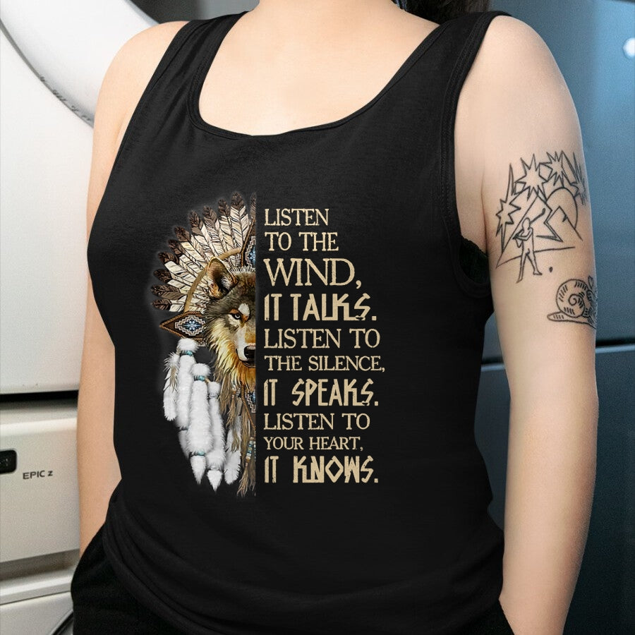 Native American T-Shirts, Vintage Native American Unisex T-Shirt/Hoodie/Sweatshirt HLT00 - Listen to the wind Eagle native american T-Shirt