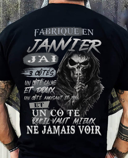 Fabriqué en Janvier – J’ai 3 Côtés | T-Shirt Homme Caractère Fort - male fr01 / CCDI01 (SKU26T-01174-01)