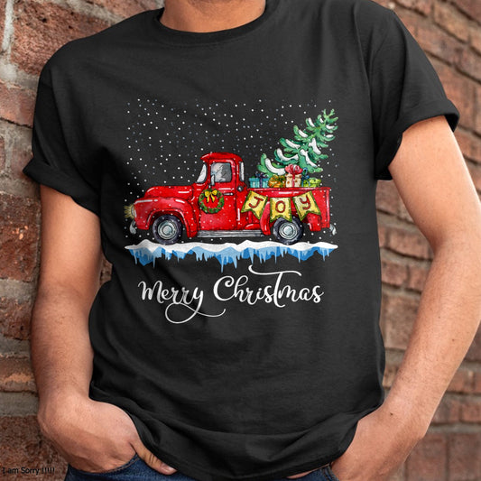 Christmas Shirts for Family, Funny christmas shirts, Christmas Unisex T-Shirt/Hoodie/Sweatshirt HLT00 - Vintage Merry Christmas Red Truck Old Fashioned Christmas Long Sleeve T-Shirt