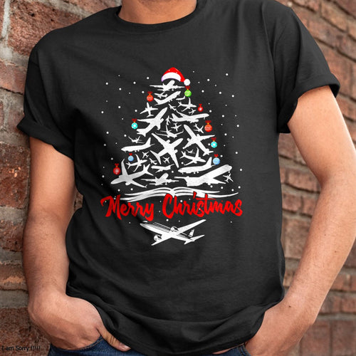 Christmas Shirts for Family, Funny christmas shirts, Christmas Unisex T-Shirt/Hoodie/Sweatshirt HLT00 - Airplane Christmas Tree tshirts T-Shirt