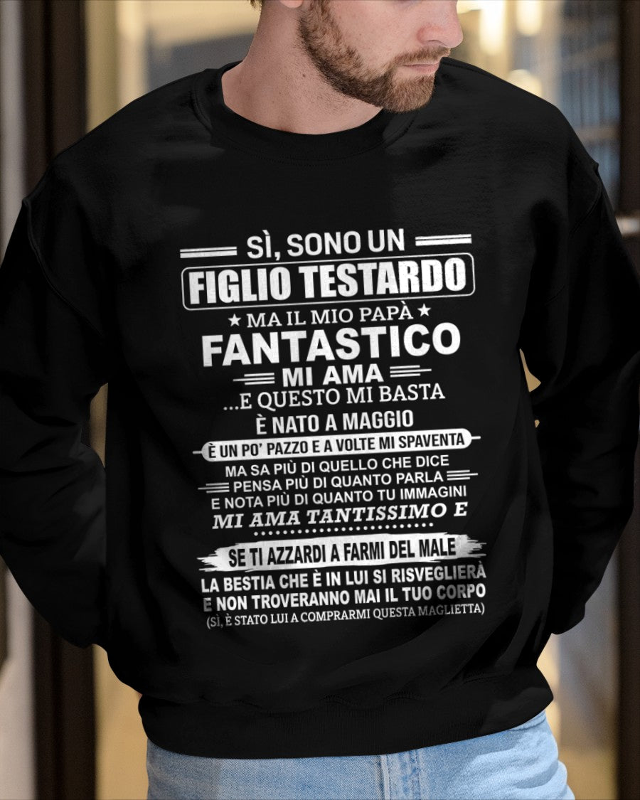 ITA05 - SÌ, SONO UN FIGLIO TESTARDO T-SHIRT – Regalo di Compleanno da un Papà Nato a Maggio - ccdi05 (SKU2606-89-05)