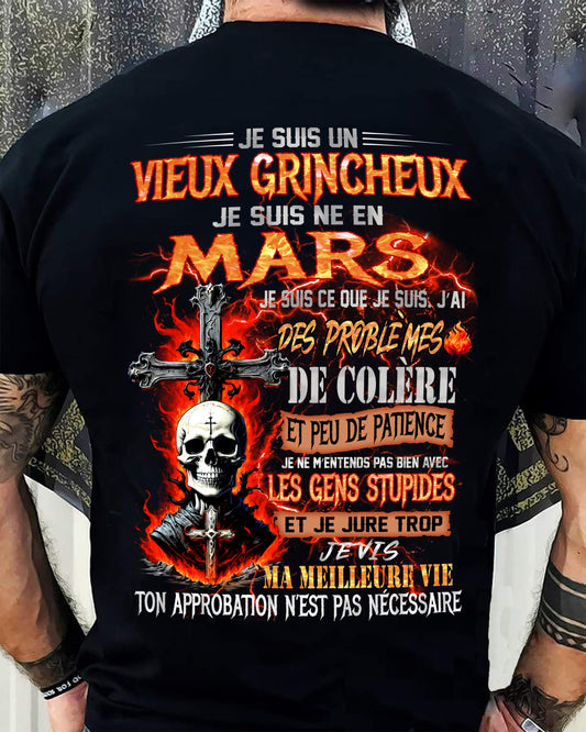 Je Suis Un Vieux Grincheux Né en Mars – T-Shirt Homme Fort Caractère - male fr03 / CCDI03 (SKU26T-01141-03)