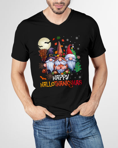 Happy Hallothanksmas Gnomes Lover Halloween Merry Christmas T-Shirt for men women (SKU-MRCM-5) FMA male