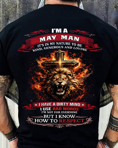 MAY - KIND AND LOVING ARE MY NATURE - PREMIUM DTG PRINT BIRTHDAY T-SHIRT FOR MEN - MALE / CCDI05 (SKU26T-01-31-05)