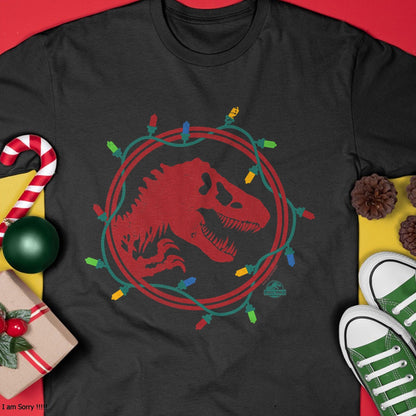 Christmas Shirts for Family, Funny christmas shirts, Christmas Unisex T-Shirt/Hoodie/Sweatshirt HLT00 - Jurassic World T-Rex Christmas Lights T-Shirt