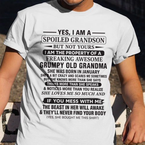 Yes I’m A Stubborn Grandson T-Shirt – Birthday Gift From February Grandma / Woman - ccdi02 (SKU10-171-02)