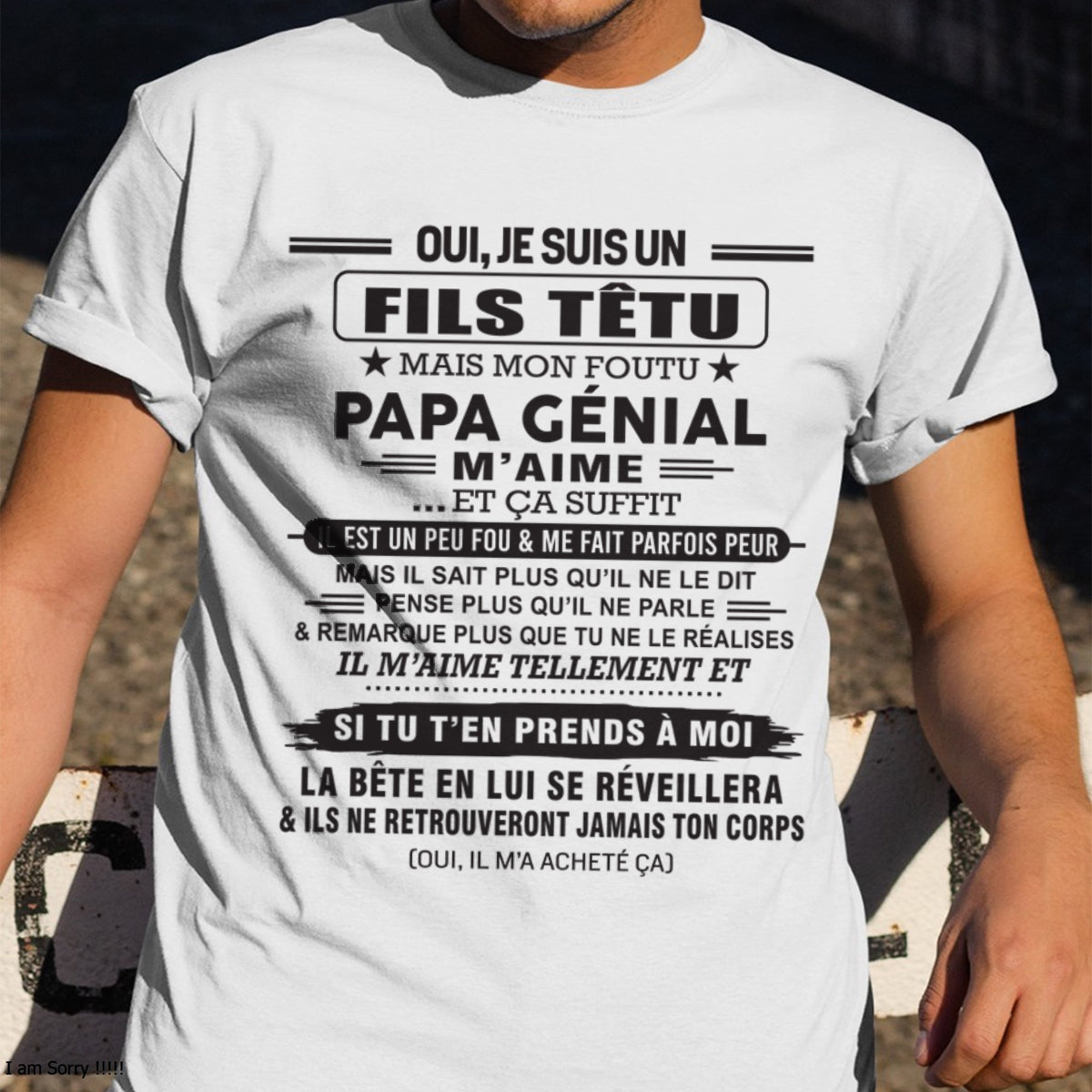 Oui, je suis un garçon têtu – T-shirt | Cadeau d’anniversaire de papa pour son fils - ccdi00 / fr00 (SKU12-260-00)