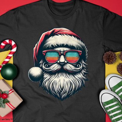 Christmas Shirts for Family, Funny christmas shirts, Christmas Unisex T-Shirt/Hoodie/Sweatshirt HLT00 - Santa Face Retro Sunglasses Christmas Xmas Men Women Kids T-Shirt