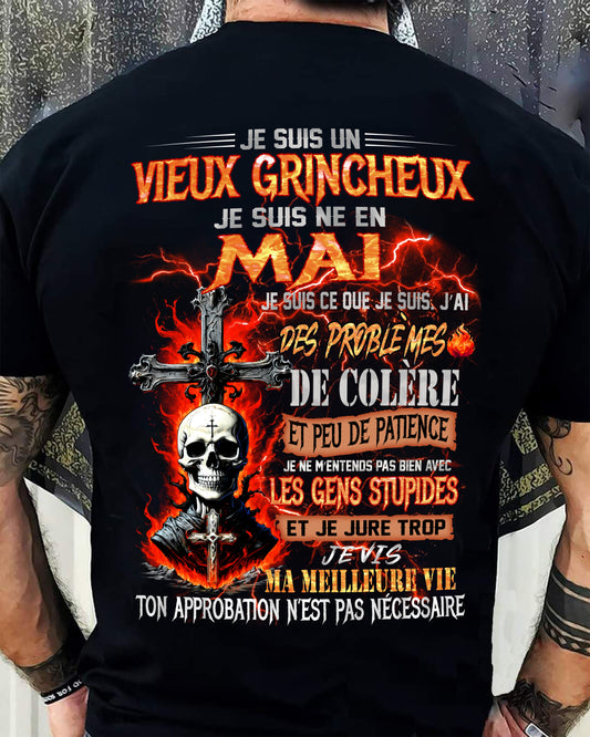 Je Suis Un Vieux Grincheux Né en Mai – T-Shirt Homme Fort Caractère - male fr05 / CCDI05 (SKU26T-01141-05)