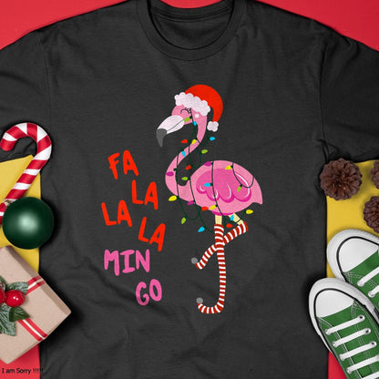 Christmas Shirts for Family, Funny christmas shirts, Christmas Unisex T-Shirt/Hoodie/Sweatshirt HLT00 - Fa La La Mingo Flamingo Christmas Tropical Xmas Tree Lights T-Shirt
