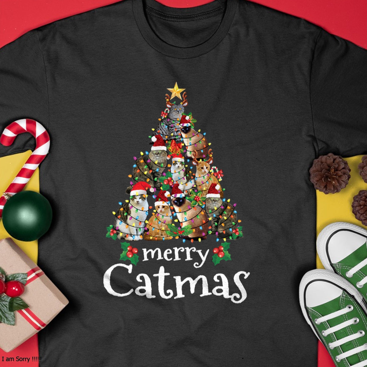 Christmas Shirts for Family, Funny christmas shirts, Christmas Unisex T-Shirt/Hoodie/Sweatshirt HLT00 - Merry Catmas Funny Cat Mom Cat Dad Christmas Cat T-Shirt