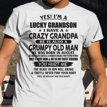 AUGUST - LUCKY GRANDSON OF CRAZY GRANDPA -  PERFECT GIFT FROM GRANDPA - ccdi08 (SKU12-145-08)