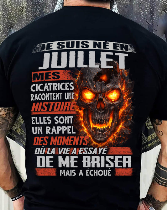 Je Suis Né en Juillet – Mes Cicatrices Racontent Une Histoire | T-Shirt Homme Fort - male fr07 / CCDI07 (SKU26T-01175-07)