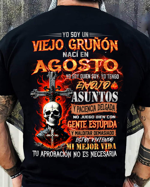 Agosto - Viejo Gruñón - Camiseta Divertida de Calavera con Problemas de Ira - Regalo Perfecto Para Ti - male ES08 / CCDI08 (SKU26T-01203-08)