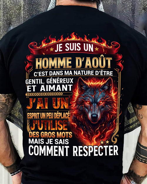 AOÛT – ESPRIT MALICIEUX MAIS SAIT RESPECTER - T-SHIRT ANNIVERSAIRE HOMME - IMPRESSION DTG PREMIUM - frCCDI08 (SKU2604-87-08)