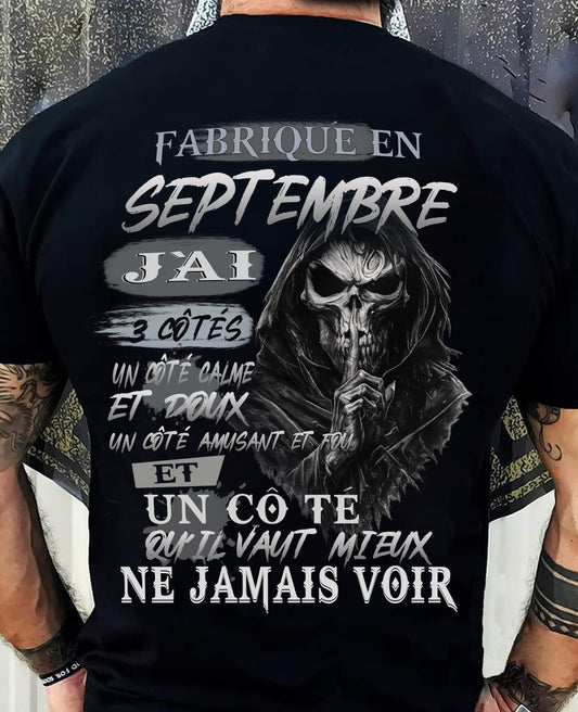 Fabriqué en Septembre – J’ai 3 Côtés | T-Shirt Homme Caractère Fort - male fr09 / CCDI09 (SKU26T-01174-09)