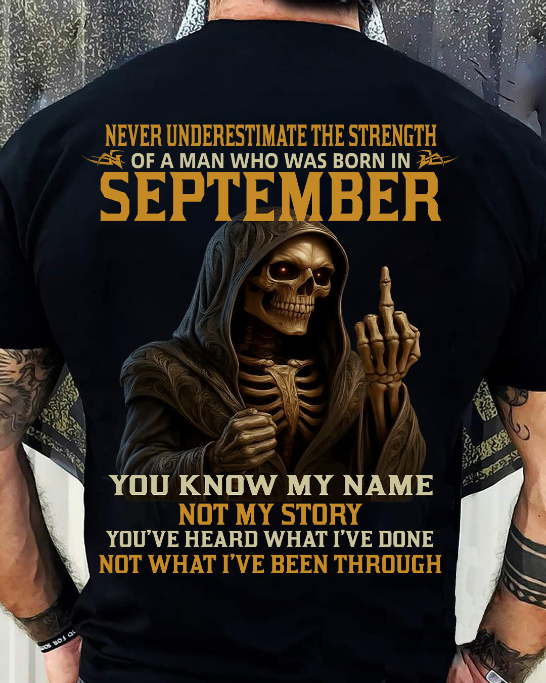SEPTEMBER - NEVER UNDERESTIMATE - BIRTHDAY T-SHIRT FOR MEN - MALE / CCDI09 (SKU26T-01-06-09)