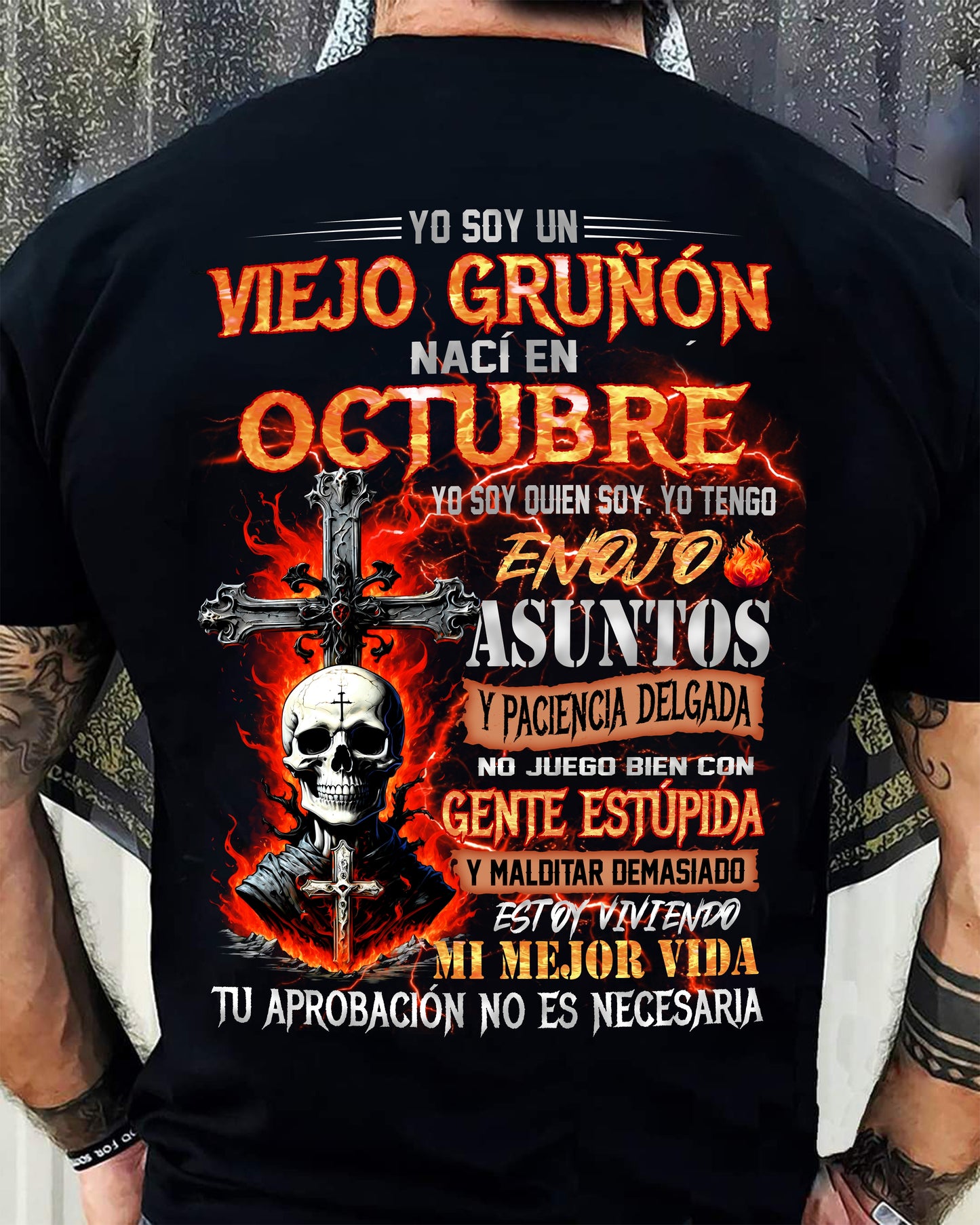 Octubre - Viejo Gruñón - Camiseta Divertida de Calavera con Problemas de Ira - Regalo Perfecto Para Ti - male ES10 / CCDI10 (SKU26T-01203-10)