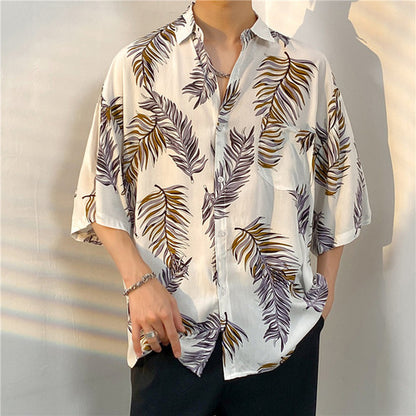 Hawaiian Shirt – Unisex Animal Print 3/4 Sleeve Cotton Hawaiian Beach Shirt